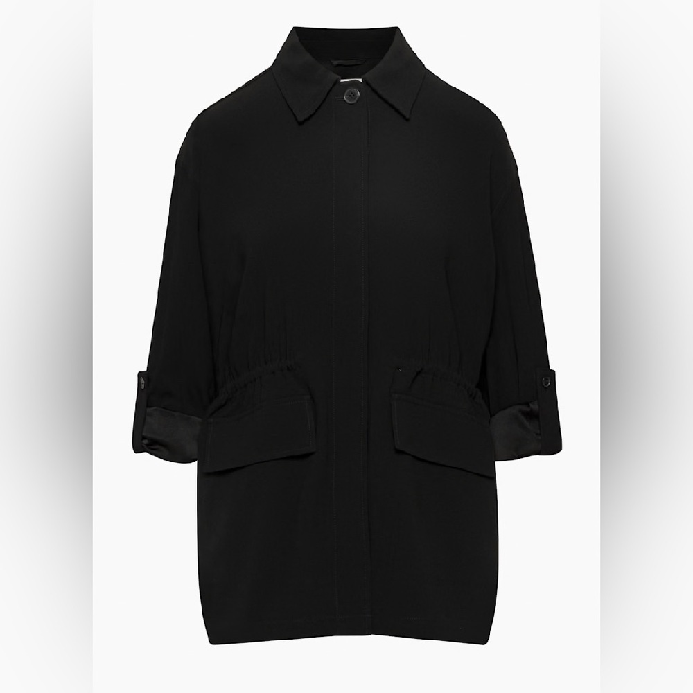 BNWT Aritzia Babaton Divest Relaxed Button Up Crepe Anorak Black Jacket
